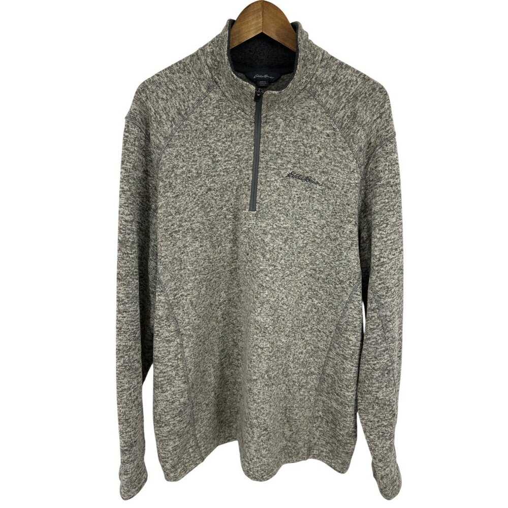 Eddie Bauer Gray 1/4 Zip Pullover Sweater Knit Long Sleeve Men's Size XL